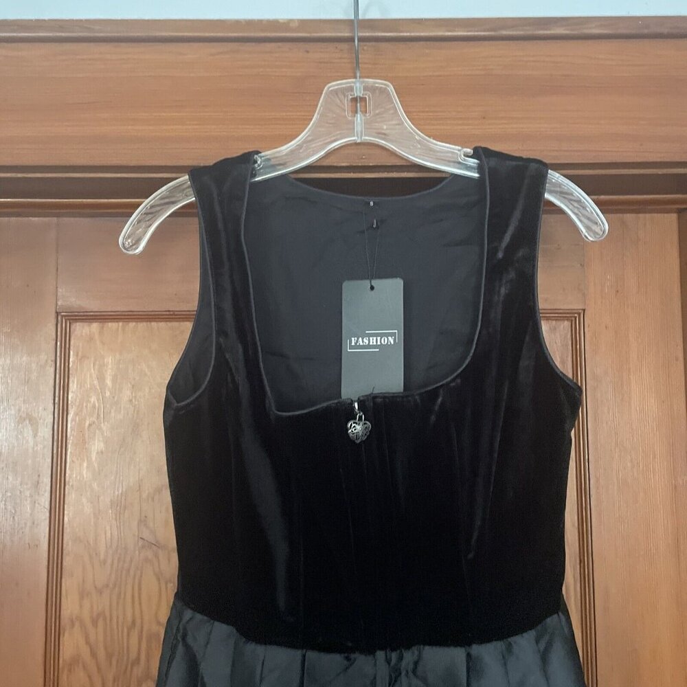 Velvet Sleeveless Midi Dress Woman Slim Evening Party Dress Gothic Small - Picture 2 of 7